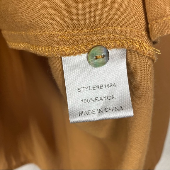 JODFL Boho Floral Embroidered Rayon Top Small Long Sleeves Tan Flowy - Picture 14 of 15